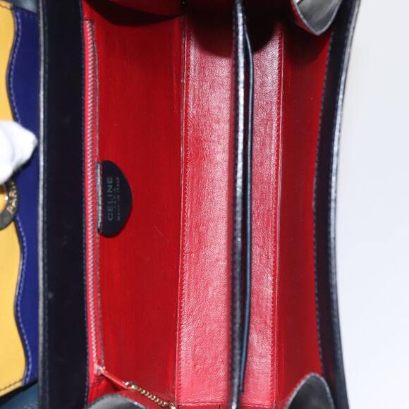 CELINE Hand Bag Leather Navy Red Yellow - Picture 11 of 16